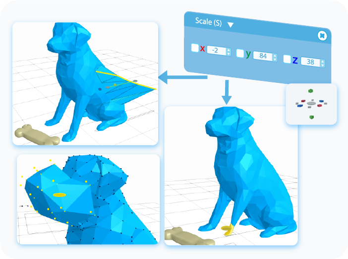 Scale the selected region by either moving the slider or by using text-boxes